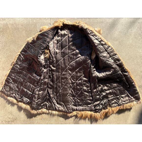 Vintage Suede leather Embroidered Vest with genuine fur trim Small boho western - Picture 4 of 5